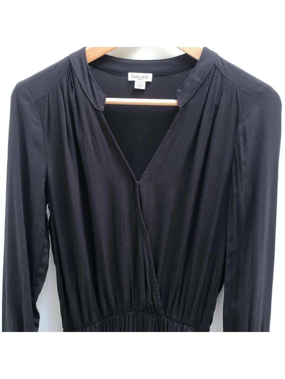 Splendid dress with subtle cross-over top - short length - S - black